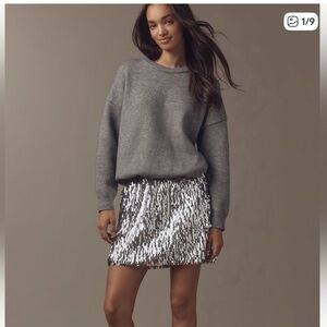 Anthropologie Mare Mare Silver Sequin Mini Skirt — Shimmering Evening Mini